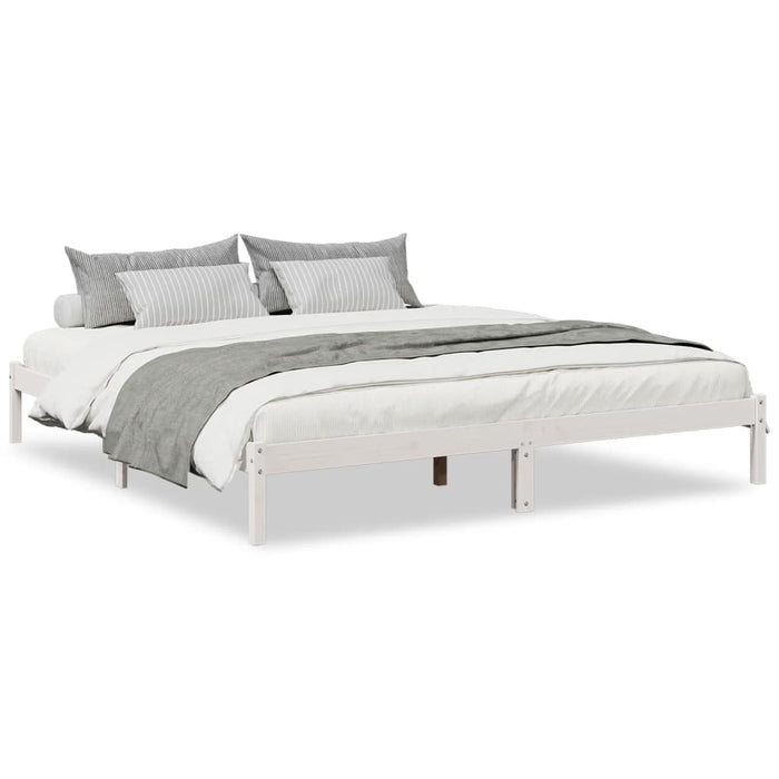 Cadru pat foarte lung fără saltea alb 180x220 cm lemn masiv pin - WALTI WALTI
