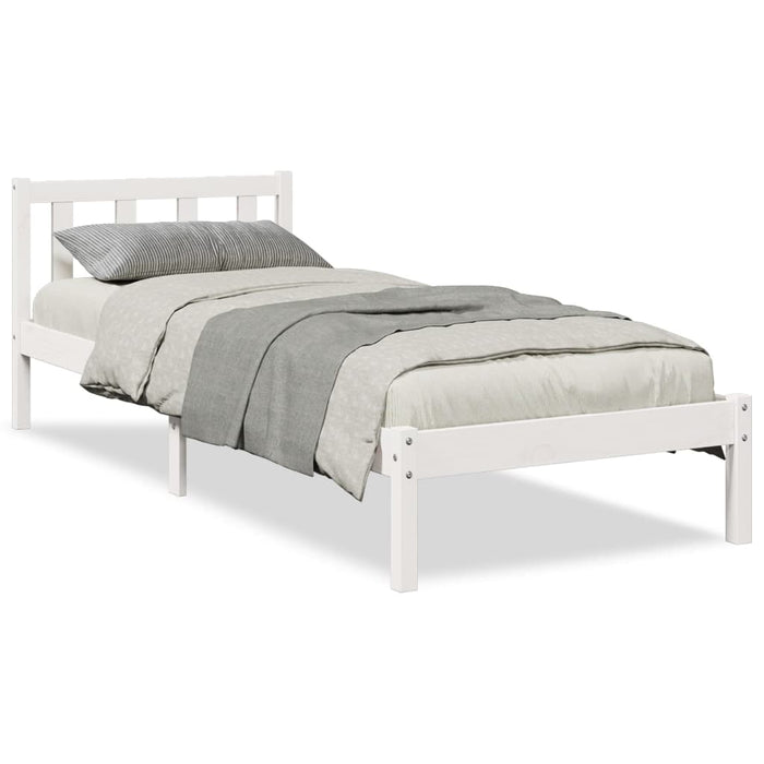 Cadru pat foarte lung fără saltea alb 80x210 cm lemn masiv pin - WALTI WALTI