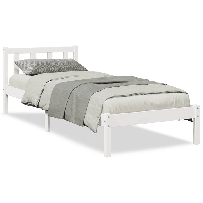 Cadru pat foarte lung fără saltea alb 90x210 cm lemn masiv pin - WALTI WALTI