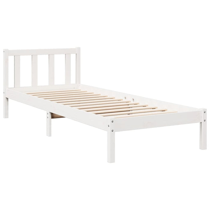 Cadru pat foarte lung fără saltea alb 90x210 cm lemn masiv pin - WALTI WALTI