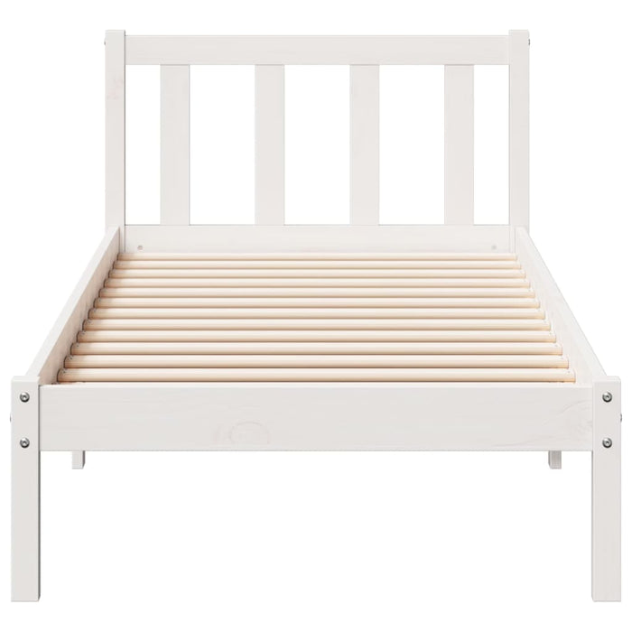 Cadru pat foarte lung fără saltea alb 90x210 cm lemn masiv pin - WALTI WALTI
