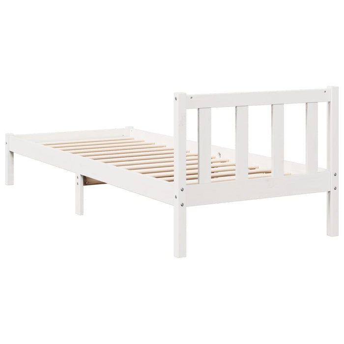 Cadru pat foarte lung fără saltea alb 90x210 cm lemn masiv pin - WALTI WALTI