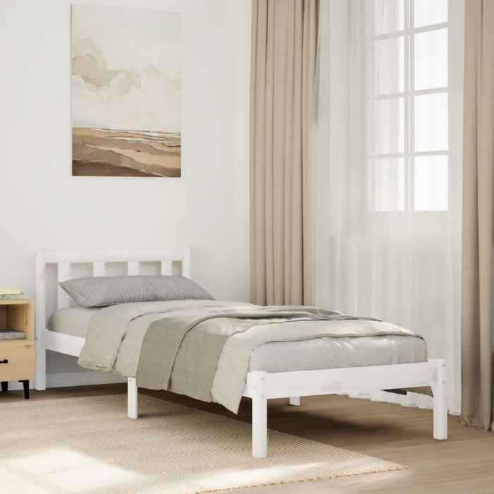 Cadru pat foarte lung fără saltea alb 90x210 cm lemn masiv pin - WALTI WALTI