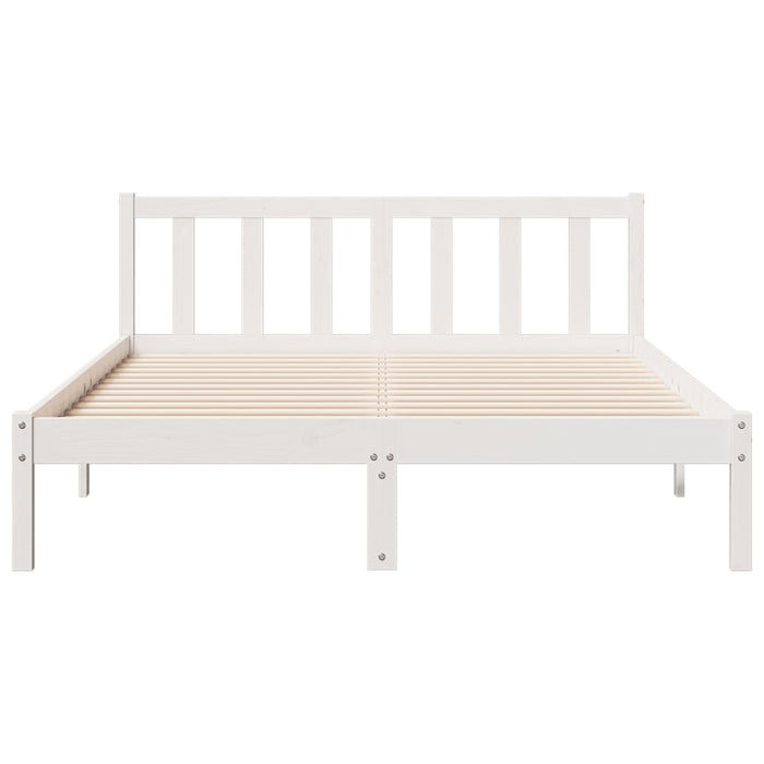 Cadru pat foarte lung fără saltea alb 140x210 cm lemn masiv pin - WALTI WALTI