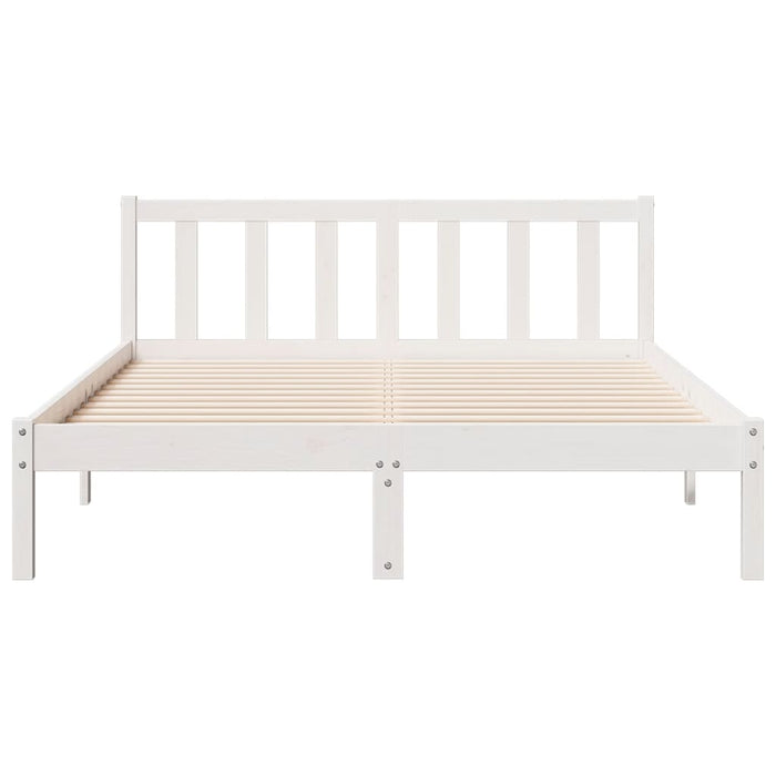 Cadru pat foarte lung fără saltea alb 160x210 cm lemn masiv pin - WALTI WALTI