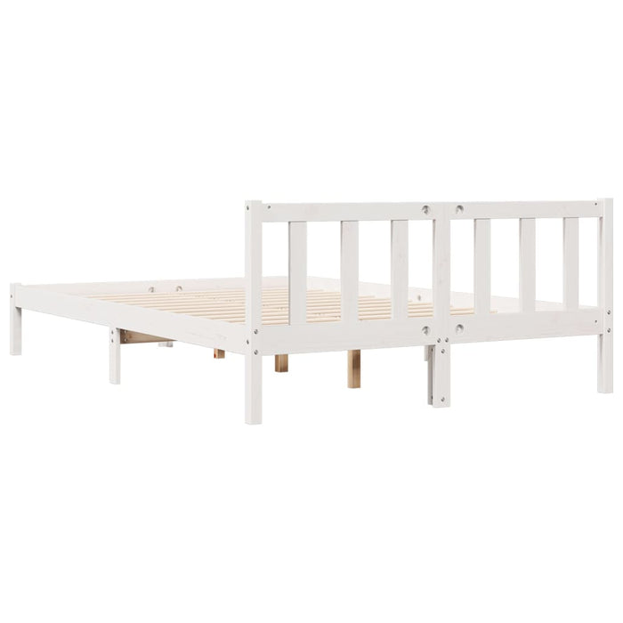 Cadru pat foarte lung fără saltea alb 160x210 cm lemn masiv pin - WALTI WALTI