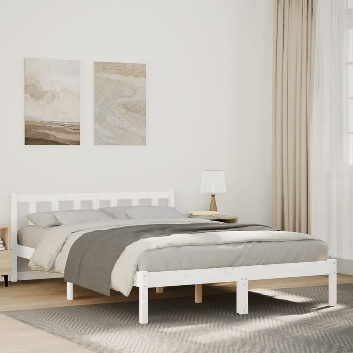 Cadru pat foarte lung fără saltea alb 160x210 cm lemn masiv pin - WALTI WALTI