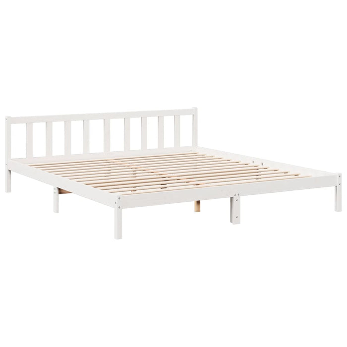 Cadru pat foarte lung fără saltea alb 180x210 cm lemn masiv pin - WALTI WALTI