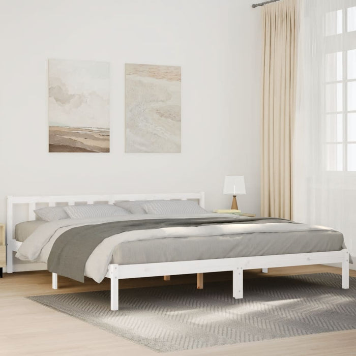Cadru pat foarte lung fără saltea alb 180x210 cm lemn masiv pin - WALTI WALTI