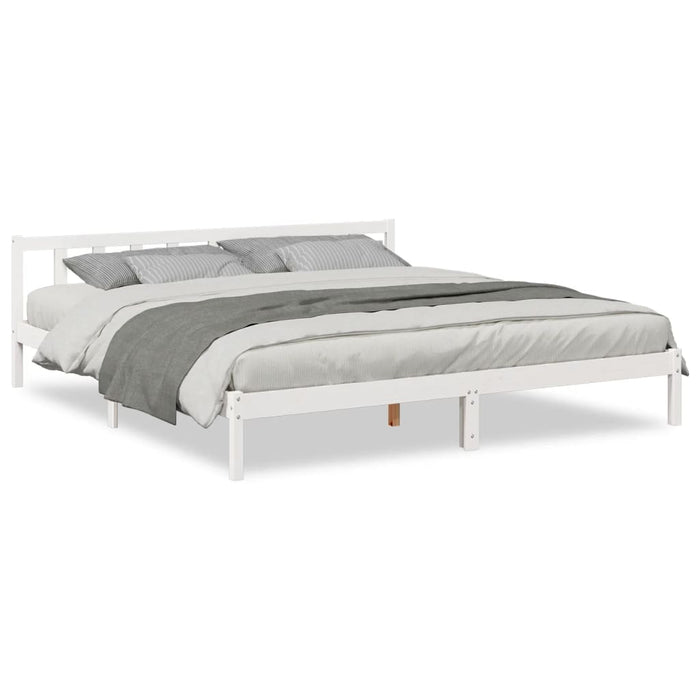 Cadru pat foarte lung fără saltea alb 200x210 cm lemn masiv pin - WALTI WALTI