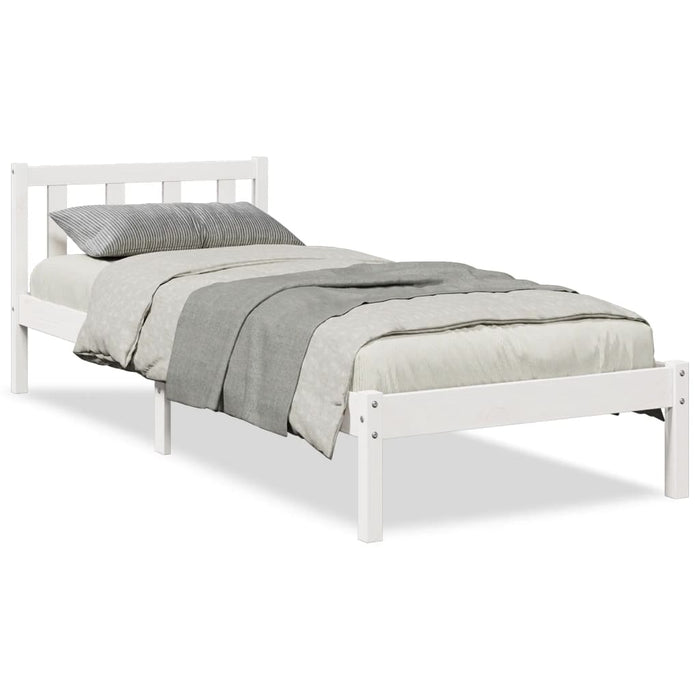 Cadru pat foarte lung fără saltea alb 80x220 cm lemn masiv pin - WALTI WALTI