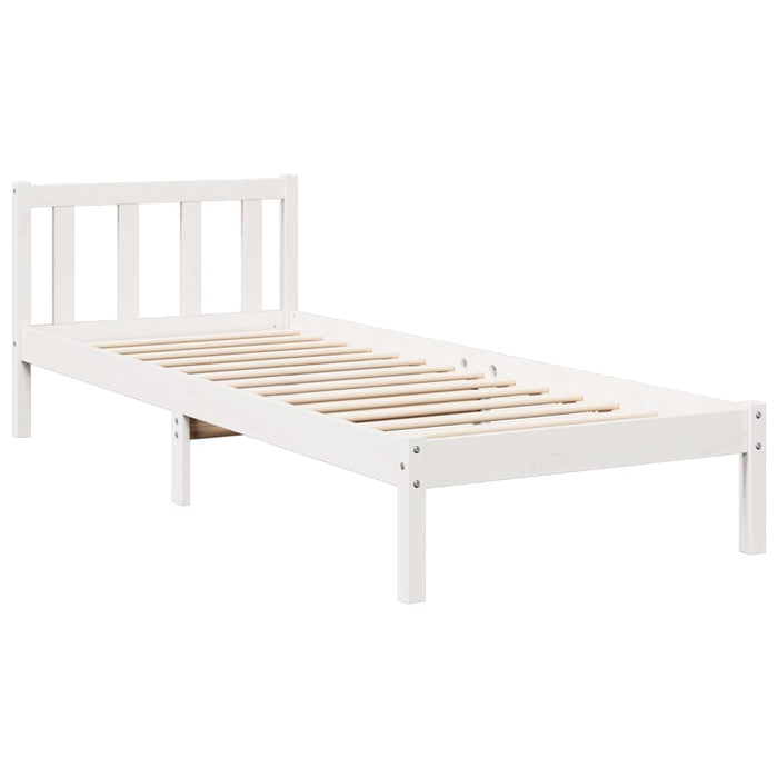 Cadru pat foarte lung fără saltea alb 90x220 cm lemn masiv pin - WALTI WALTI