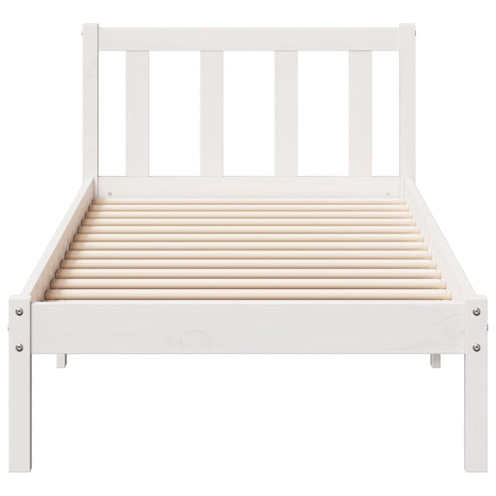 Cadru pat foarte lung fără saltea alb 90x220 cm lemn masiv pin - WALTI WALTI