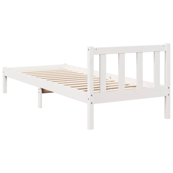 Cadru pat foarte lung fără saltea alb 90x220 cm lemn masiv pin - WALTI WALTI
