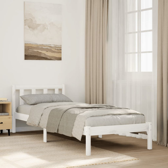 Cadru pat foarte lung fără saltea alb 90x220 cm lemn masiv pin - WALTI WALTI