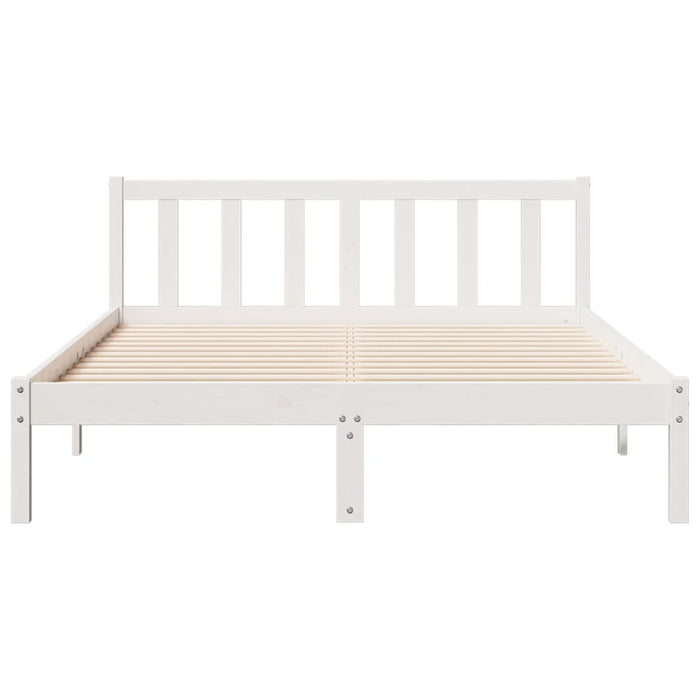 Cadru pat foarte lung fără saltea alb 160x220 cm lemn masiv pin - WALTI WALTI