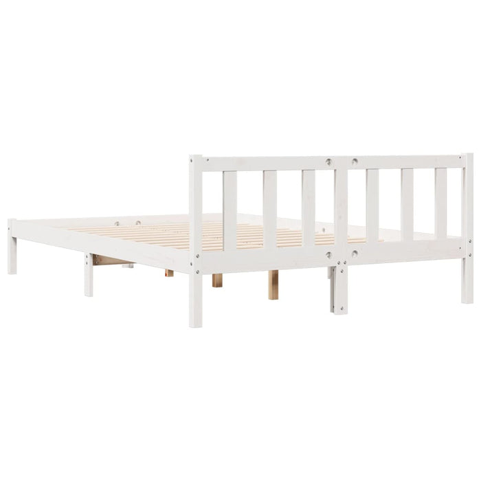 Cadru pat foarte lung fără saltea alb 160x220 cm lemn masiv pin - WALTI WALTI