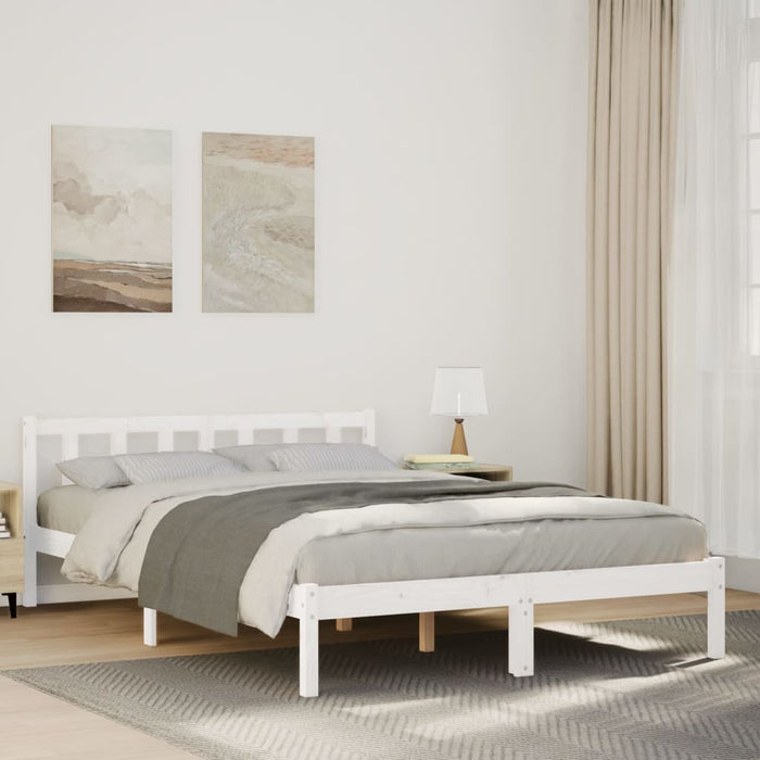 Cadru pat foarte lung fără saltea alb 160x220 cm lemn masiv pin - WALTI WALTI