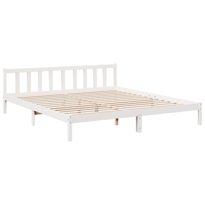 Cadru pat foarte lung fără saltea alb 180x220 cm lemn masiv pin - WALTI WALTI