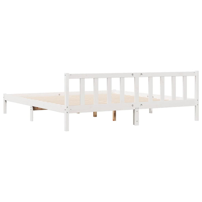 Cadru pat foarte lung fără saltea alb 180x220 cm lemn masiv pin - WALTI WALTI
