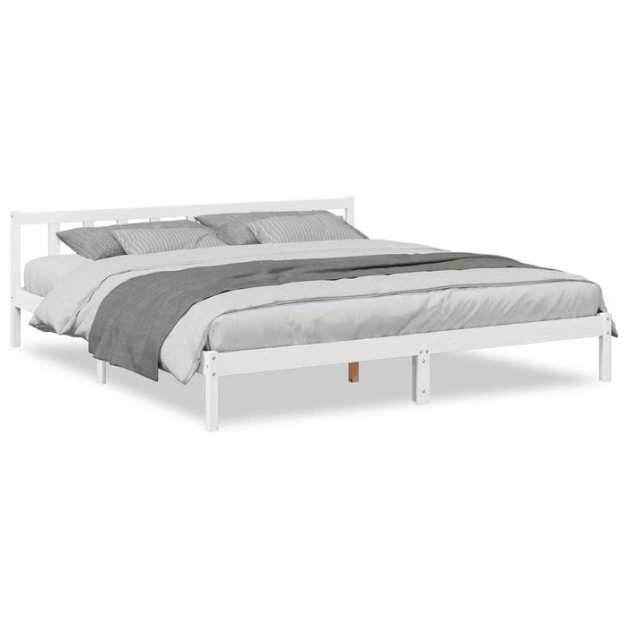 Cadru pat foarte lung fără saltea alb 200x220 cm lemn masiv pin - WALTI WALTI