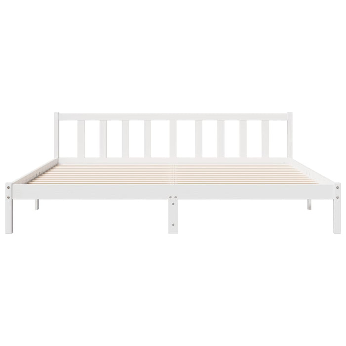 Cadru pat foarte lung fără saltea alb 200x220 cm lemn masiv pin - WALTI WALTI