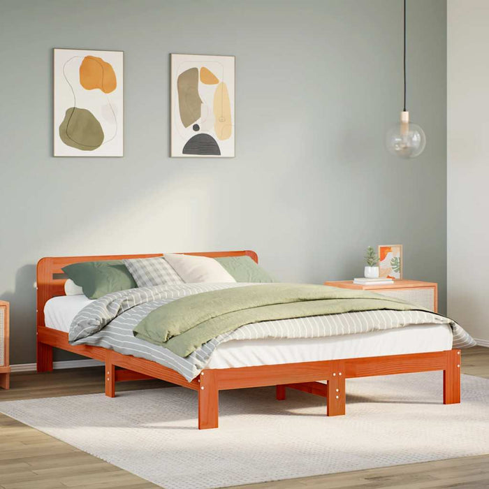 Cadru de pat fără saltea, maro ceruit 150x200 cm lemn masiv pin - WALTI WALTI