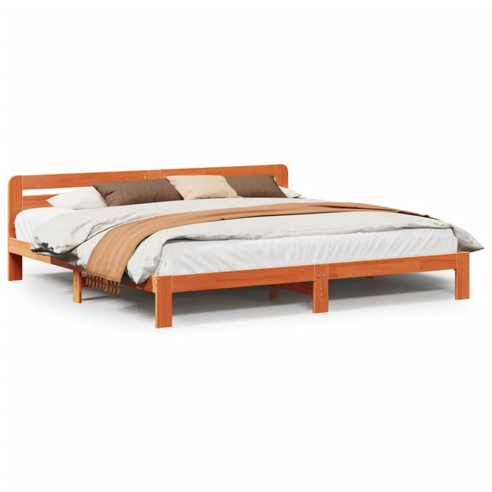 Cadru de pat fără saltea, maro ceruit 180x200 cm lemn masiv pin WALTI