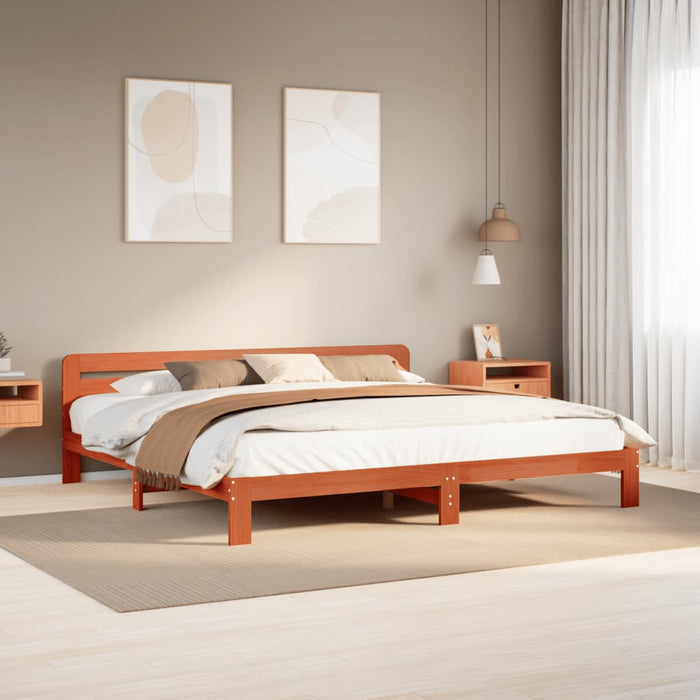 Cadru de pat fără saltea, maro ceruit 180x200 cm lemn masiv pin WALTI