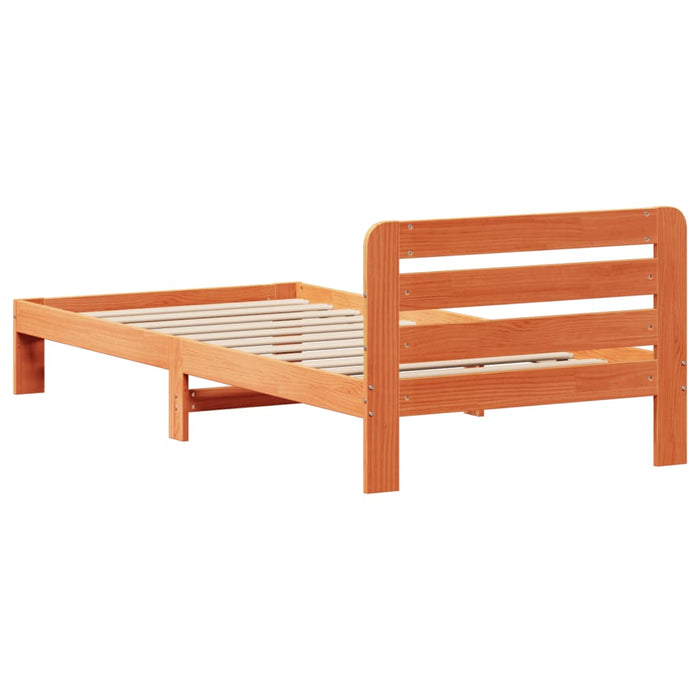 Cadru pat fără saltea, maro ceruit, 90x190 cm, lemn masiv pin WALTI