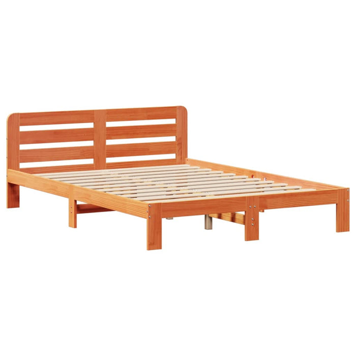 Cadru pat fără saltea, maro ceruit, 140x190 cm, lemn masiv pin - WALTI WALTI