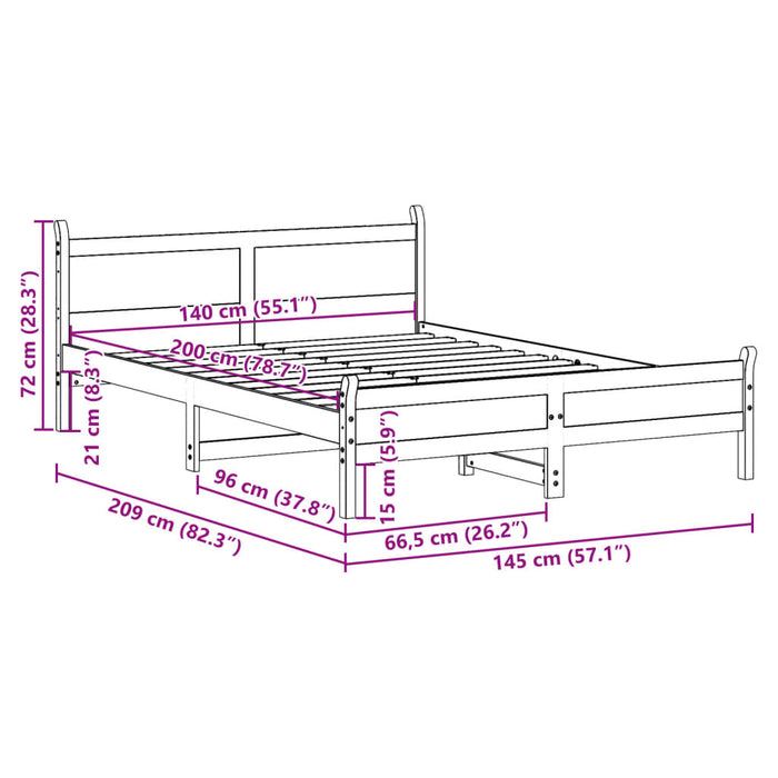 Cadru de pat fără saltea, maro ceruit 140x200 cm lemn masiv pin - WALTI WALTI