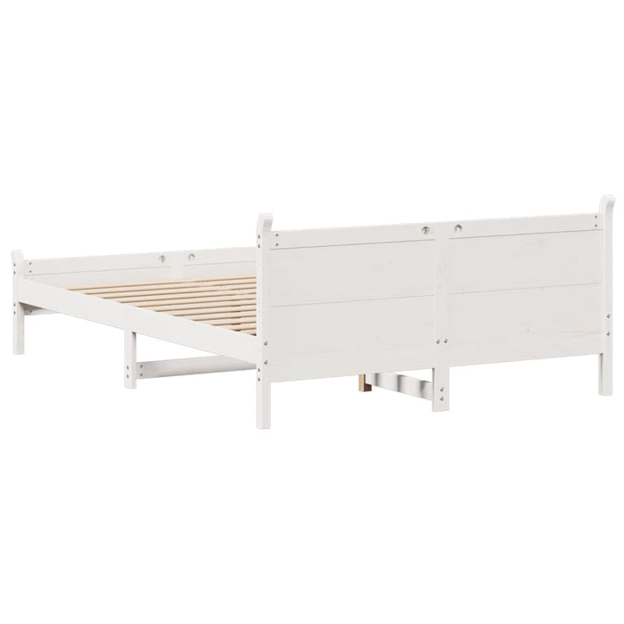 Cadru de pat fără saltea, alb, 135x190 cm, lemn masiv de pin - WALTI WALTI