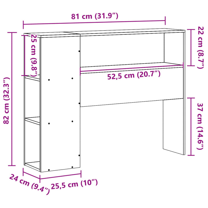 Tăblie de pat cu depozitare alb 75 cm lemn masiv de pin WALTI