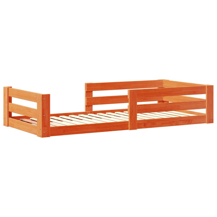 Cadru de pat fără saltea maro ceruit 80x160 cm lemn masiv pin WALTI