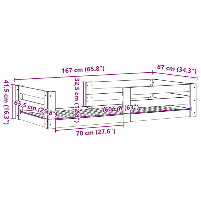 Cadru de pat fără saltea maro ceruit 80x160 cm lemn masiv pin WALTI