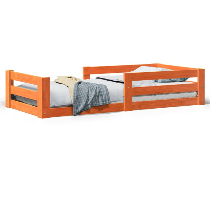 Cadru pat fără saltea, maro ceruit, 75x190 cm, lemn masiv pin WALTI