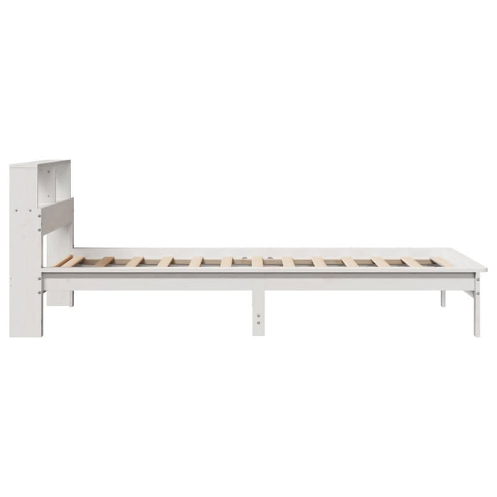 Pat cu bibliotecă fără saltea, alb, 100x200 cm, lemn masiv pin - WALTI WALTI
