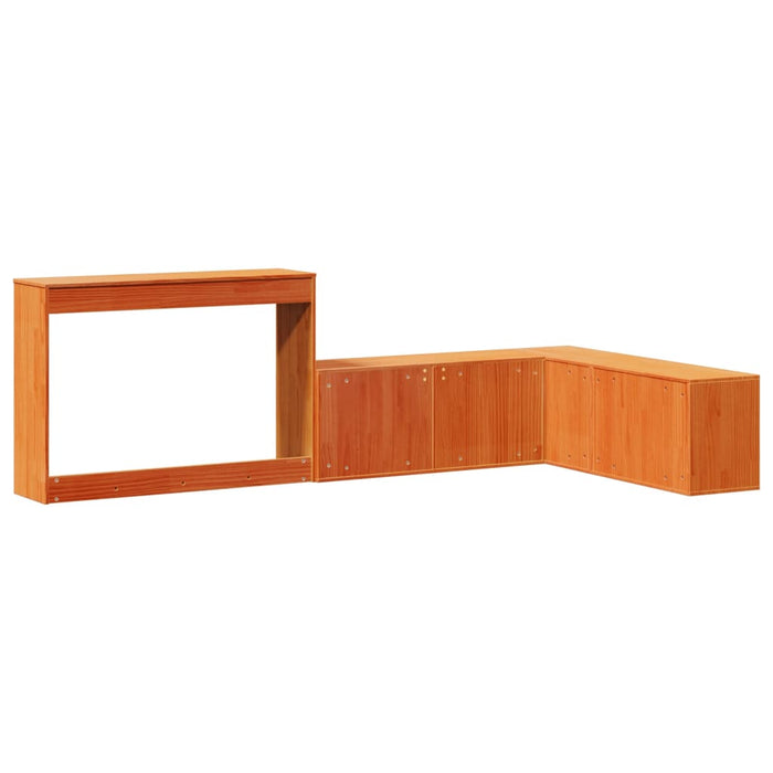 Noptieră cu birou, maro ceruit, 222x122x75 cm lemn masiv de pin - WALTI WALTI