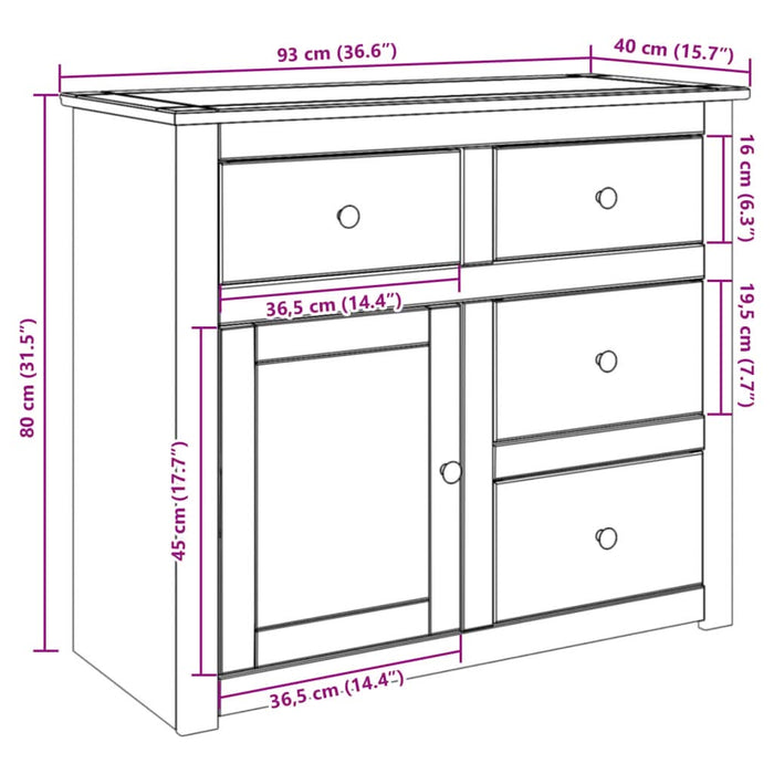 Dulap cu sertare Panama, 93x40x80 cm, lemn masiv de pin - WALTI WALTI