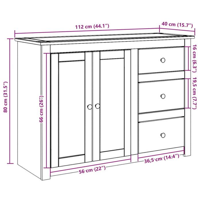 Dulap cu sertare Panama, 112x40x80 cm, lemn masiv de pin - WALTI WALTI