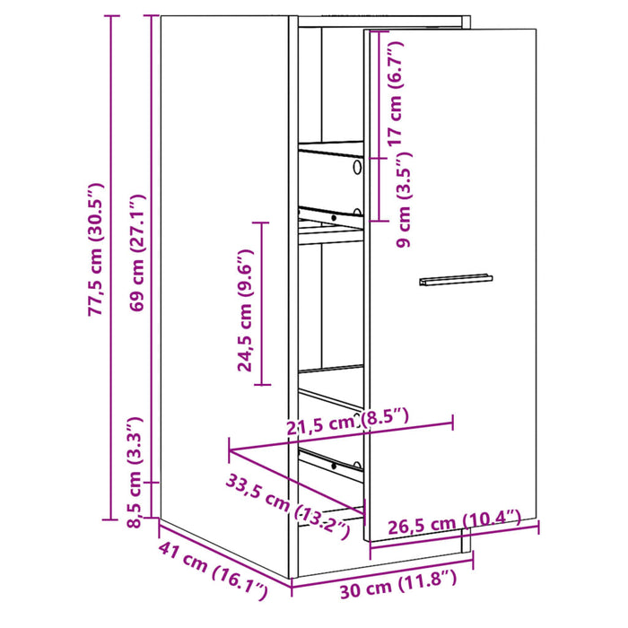 Dulap de farmacie, alb, 30x41x77,5 cm, lemn stratificat - WALTI WALTI