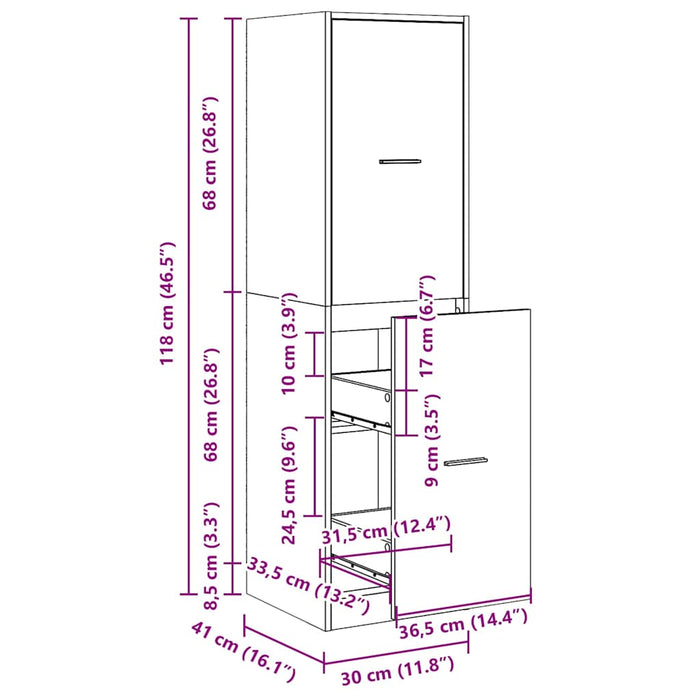 Dulap de farmacie, lemn vechi, 30x41x118 cm, lemn prelucrat - WALTI WALTI
