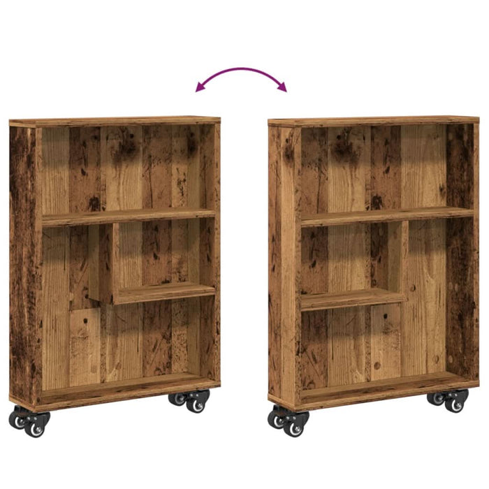 Cărucior depozitare îngust lemn vechi 48x13x68cm lemn prelucrat - WALTI WALTI