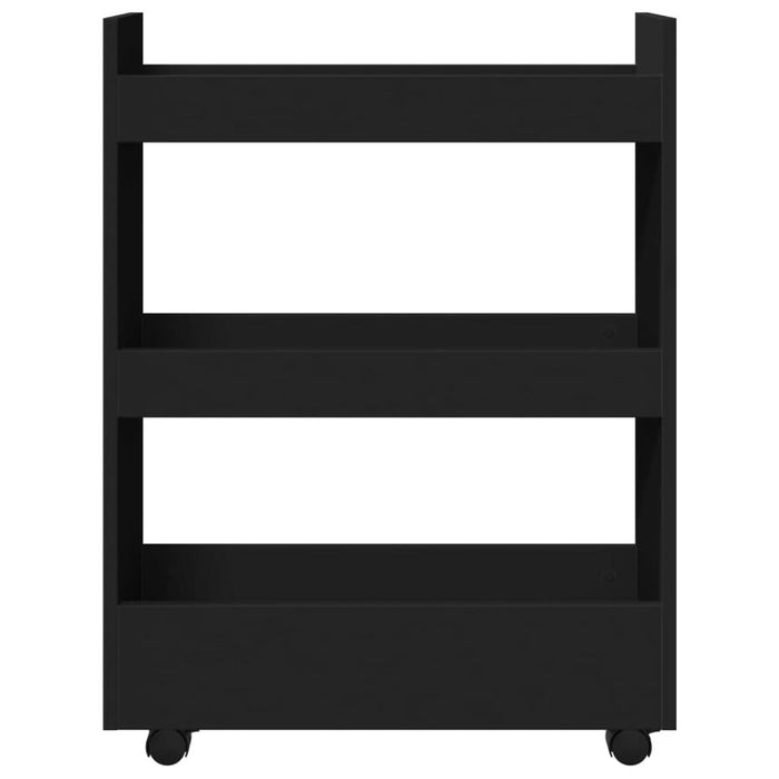 Cărucior de depozitare îngust, 3 niveluri negru lemn prelucrat - WALTI WALTI
