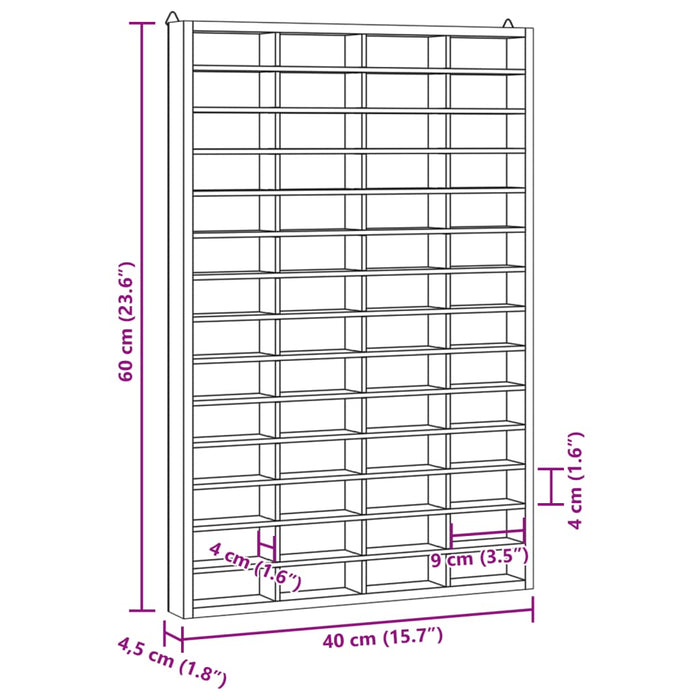 Vitrină de perete cu 56 de compartimente, 40x4,5x60 cm - WALTI WALTI