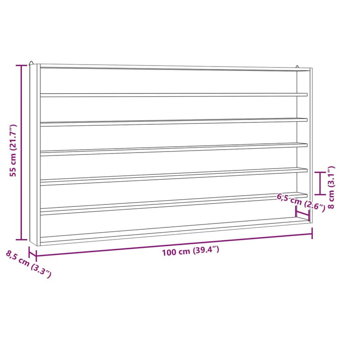 Vitrina de colecție din lemn cu 6 rafturi 100x8,5x55 cm - WALTI WALTI