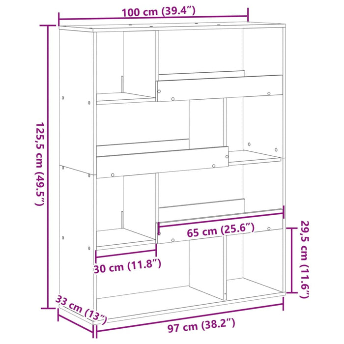 Bibliotecă, stejar maro, 100x33x125,5 cm, lemn prelucrat - WALTI WALTI