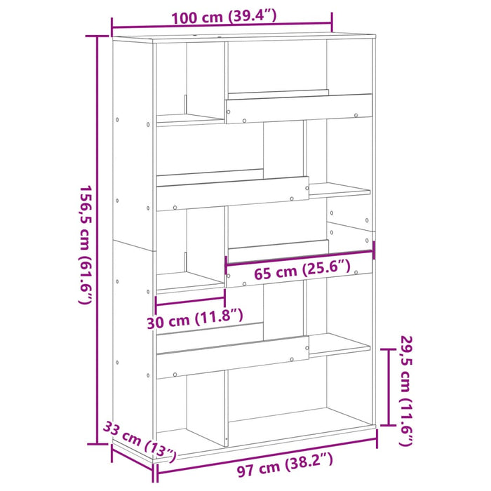 Bibliotecă, negru, 100x33x156,5 cm, lemn prelucrat - WALTI WALTI