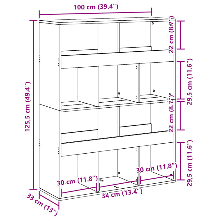 Bibliotecă, alb, 100x33x125,5 cm, lemn prelucrat - WALTI WALTI